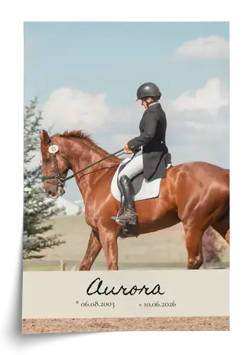 Herdenkingsposter paard met rijmotief & naam