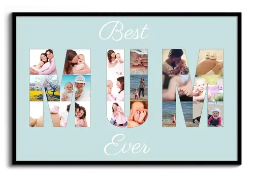 Fotocollage met de tekst MUM Best Ever als cadeau voor Moederdag