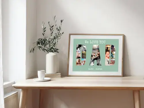 Fotocollage met 'We LOVE YOU DAD' design