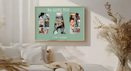 Fotocollage met 'We LOVE YOU DAD' design