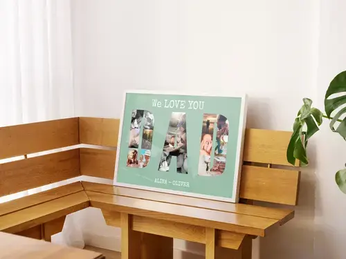 Fotocollage met 'We LOVE YOU DAD' design
