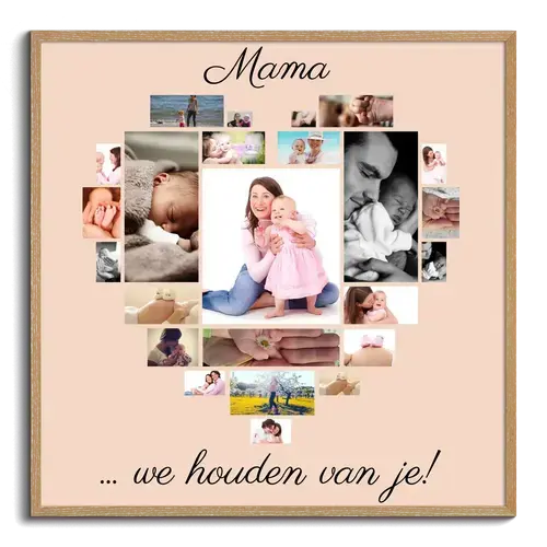 Gepersonaliseerd Cadeau Moeder Foto’s als Hart gevormd met Boodschap MAMA WIJ HOUDEN VAN JE