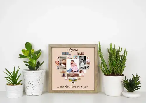 Fotocollage Moeder Hart met Foto's en Liefdetekst