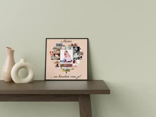 Fotocollage Moeder Hart met Foto's en Liefdetekst