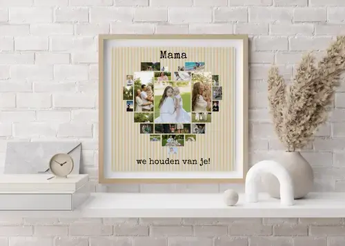Fotocollage Moeder Hart met Foto's en Liefdetekst