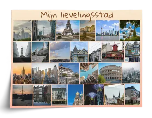 Steden & monumenten vakantiefotocollage met tekst