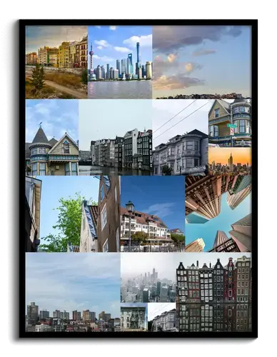 Steden & monumenten vakantiefotocollage met tekst