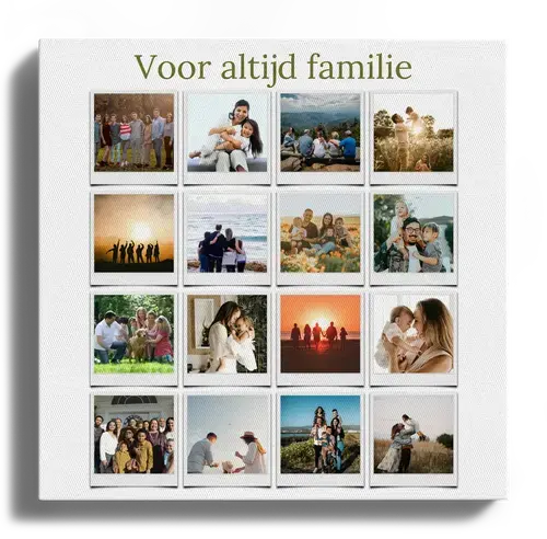 Familie Polaroid-fotocollage met bijschriften
