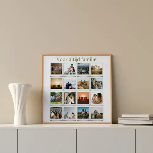 Familie Polaroid-fotocollage met bijschriften