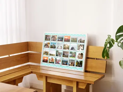 Familie Polaroid-fotocollage met bijschriften