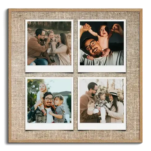 Familie Polaroid-fotocollage met bijschriften