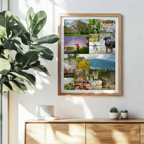 Lente-fotocollage met bloemen en eigen tekst