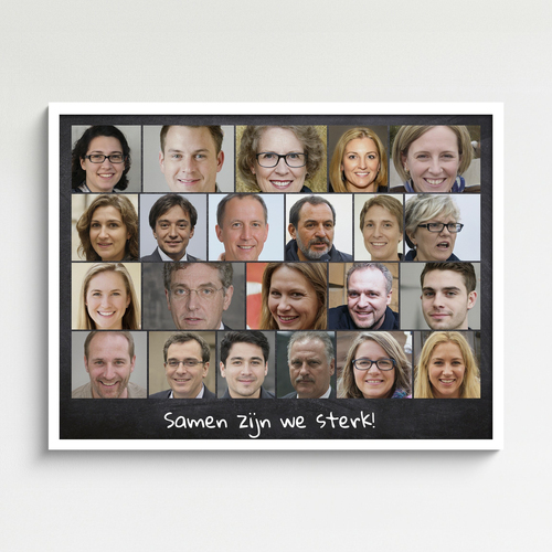 Groepsfoto of teambeeld als fotocollage met bijschrift