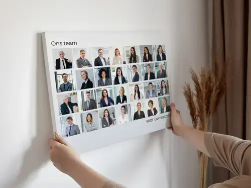 Teamfotocollage in Raster-Layout voor organisaties