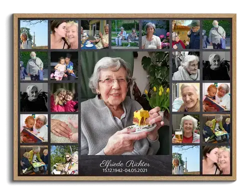 Creëer je persoonlijke herdenkingscollage met 24 foto’s en tekst