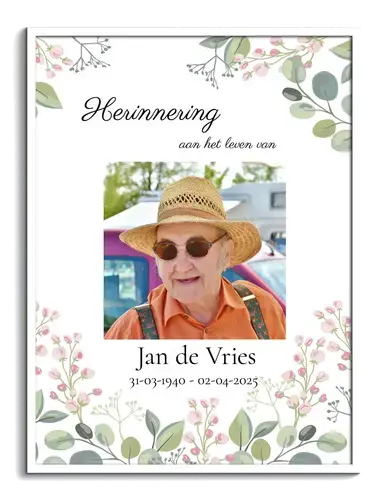 Herinnering aan de overledene bloemenportret met een foto