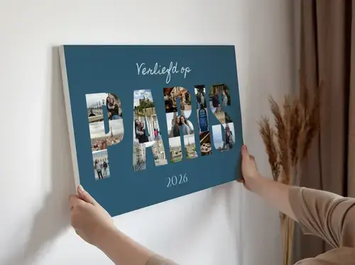 Buchstabencollage Paris - Urlaubsfotos - Dunkelblau