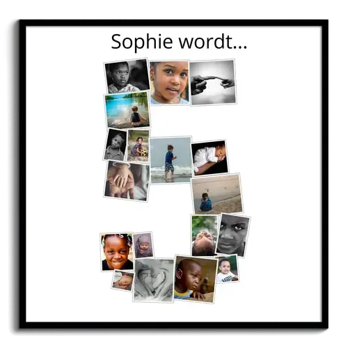 Maak je persoonlijke fotocollage in de vorm van een cijfer 5 - Perfect cadeauidee!