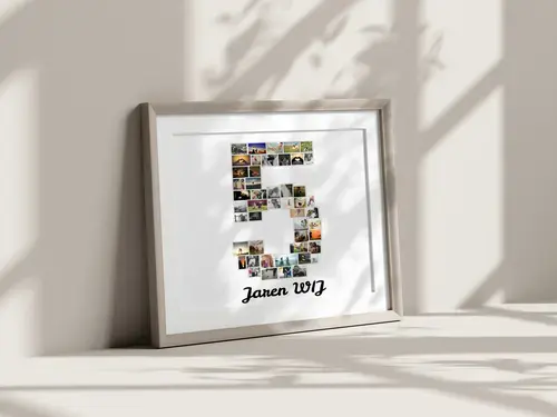 Fotocollage Cijfer 5 met Foto's Aanpasbaar
