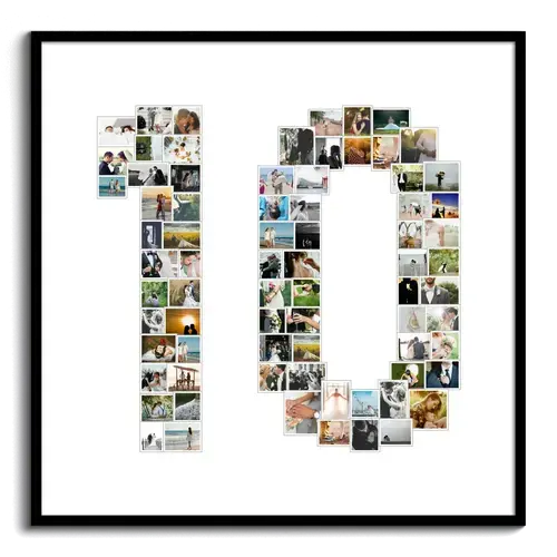 Maak jouw fotocollage met '10' persoonlijk en speciaal voor jubileum of huwelijk!