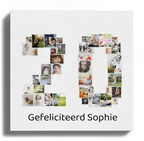 Maak een unieke 20-jarige collage cadeau met jouw foto's! Perfect voor elke gelegenheid!