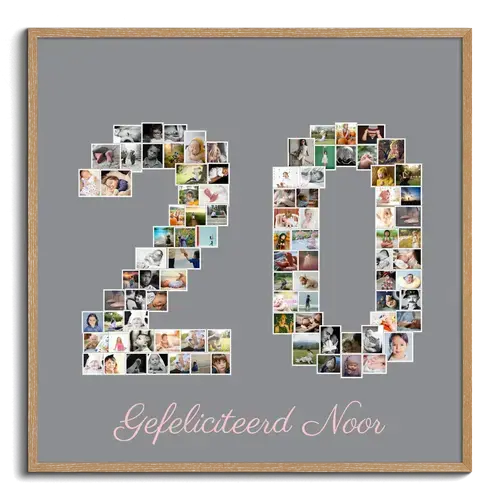 Maak een unieke 20-jarige collage cadeau met jouw foto's! Perfect voor elke gelegenheid!