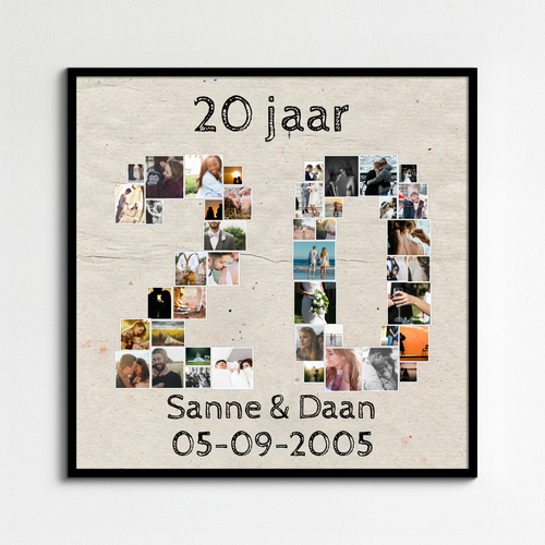 Maak een unieke 20-jarige collage cadeau met jouw foto's! Perfect voor elke gelegenheid!