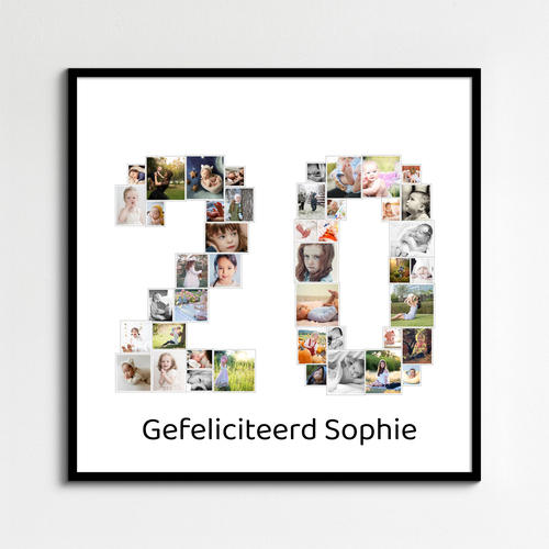 Maak een unieke 20-jarige collage cadeau met jouw foto's! Perfect voor elke gelegenheid!