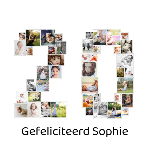 Maak een unieke 20-jarige collage cadeau met jouw foto's! Perfect voor elke gelegenheid!