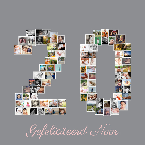 Maak een unieke 20-jarige collage cadeau met jouw foto's! Perfect voor elke gelegenheid!