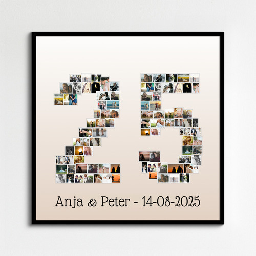 Persoonlijke Fotocollage als Getal - Maak je unieke herdenkingsposter