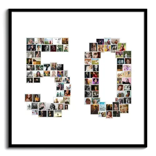 Creëer je unieke fotocollage '50' voor verjaardag of gouden huwelijk!
