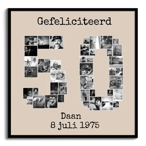 Creëer je unieke fotocollage '50' voor verjaardag of gouden huwelijk!