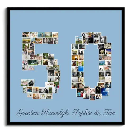 Creëer je unieke fotocollage '50' voor verjaardag of gouden huwelijk!