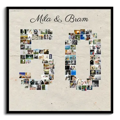Creëer je unieke fotocollage '50' voor verjaardag of gouden huwelijk!