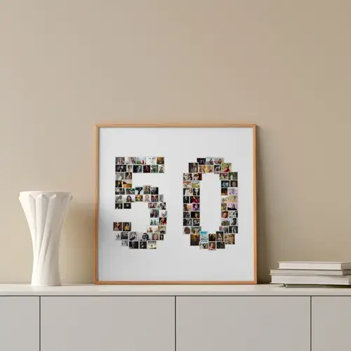 Fotocollage Cijfer '50' - Persoonlijke Aanpassing