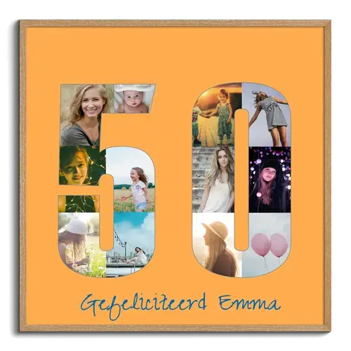 Fotocollage Cijfer '50' - Persoonlijke Aanpassing