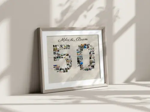 Fotocollage Cijfer '50' - Persoonlijke Aanpassing