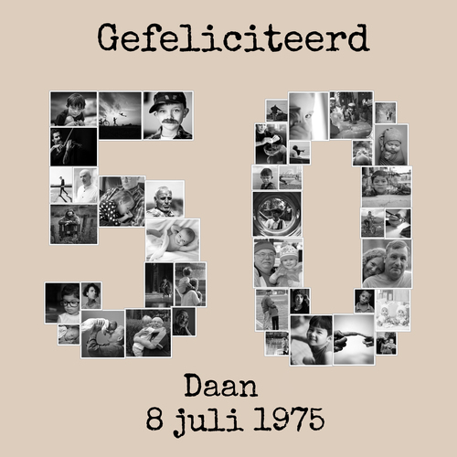 Creëer je unieke fotocollage '50' voor verjaardag of gouden huwelijk!