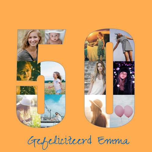 Creëer je unieke fotocollage '50' voor verjaardag of gouden huwelijk!