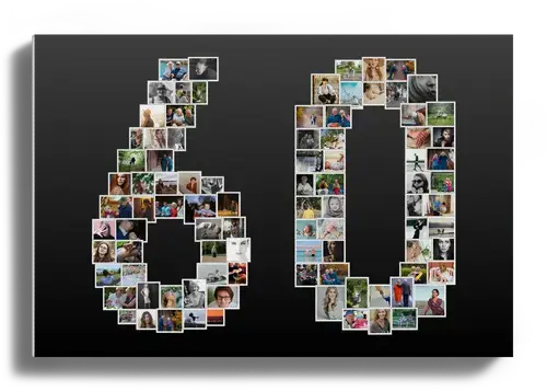 Maak een unieke fotocollage '60' voor een bijzondere verjaardag of pensioen!
