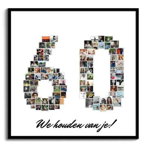 Maak een unieke fotocollage '60' voor een bijzondere verjaardag of pensioen!