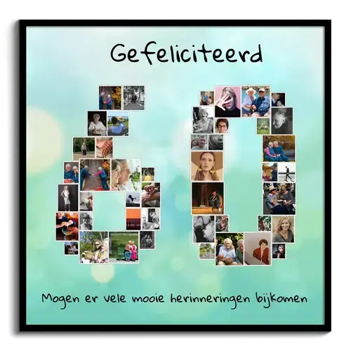 Maak een unieke fotocollage '60' voor een bijzondere verjaardag of pensioen!