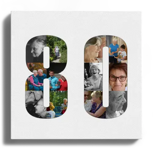 Creëer je eigen fotocollage '80' als uniek cadeau voor een 80e verjaardag!