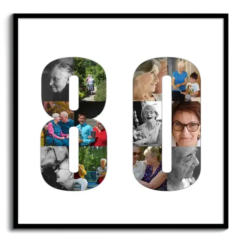 Creëer je eigen fotocollage '80' als uniek cadeau voor een 80e verjaardag!