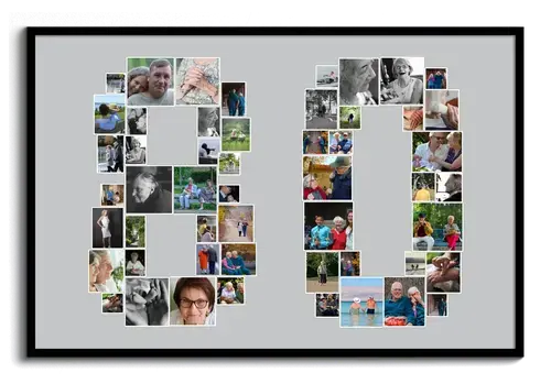 Creëer je eigen fotocollage '80' als uniek cadeau voor een 80e verjaardag!