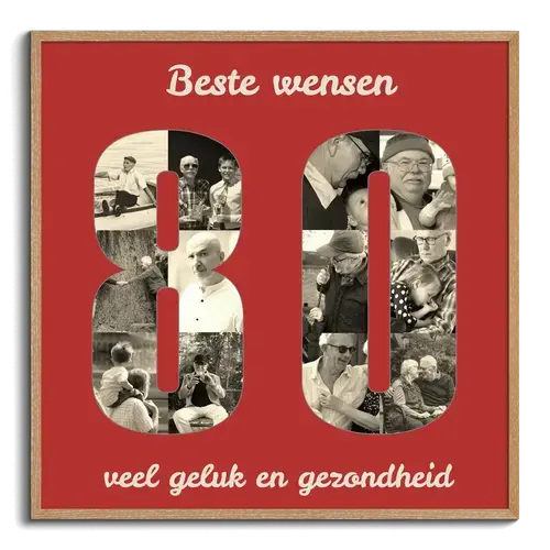 Creëer je eigen fotocollage '80' als uniek cadeau voor een 80e verjaardag!