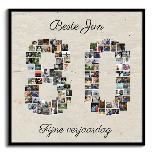 Creëer je eigen fotocollage '80' als uniek cadeau voor een 80e verjaardag!
