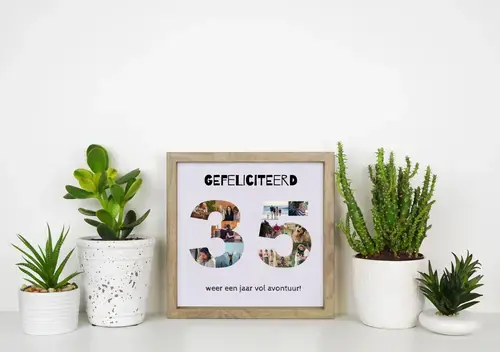 Fotocollage Cijfer 35 Verjaardag aanpasbaar