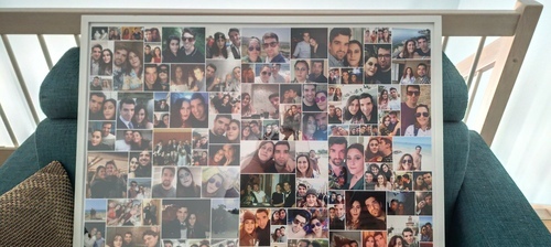 Klantfoto van Federica voor beoordeling Afdruk Fotocollage Poster ingelijst (hout, wit) 100x70cm